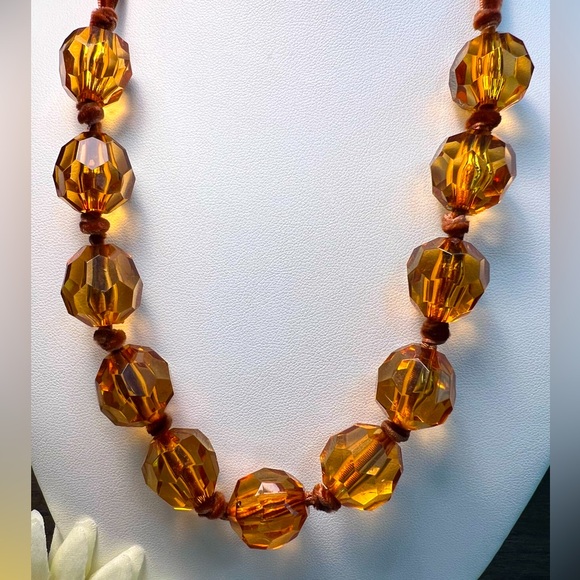 ART DECO AMBER COLOR NECKLACE - Picture 3 of 5
